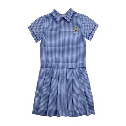 訂做小學連身校服裙  設計藍色格子短袖連身裙  幼稚園校裙中心  SU149 訂做小學連身校服裙  設計藍色格子短袖連身裙  幼稚園校裙中心  SU149